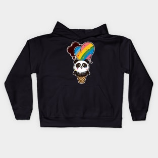 Cute Kawaii Panda Pride with rainbow ice con Heart Kids Hoodie